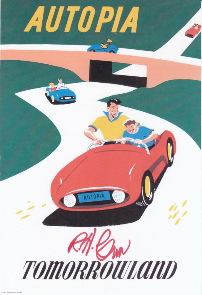 Disneyland Viewliner Poster signed by Disney Legend Bob Gurr 