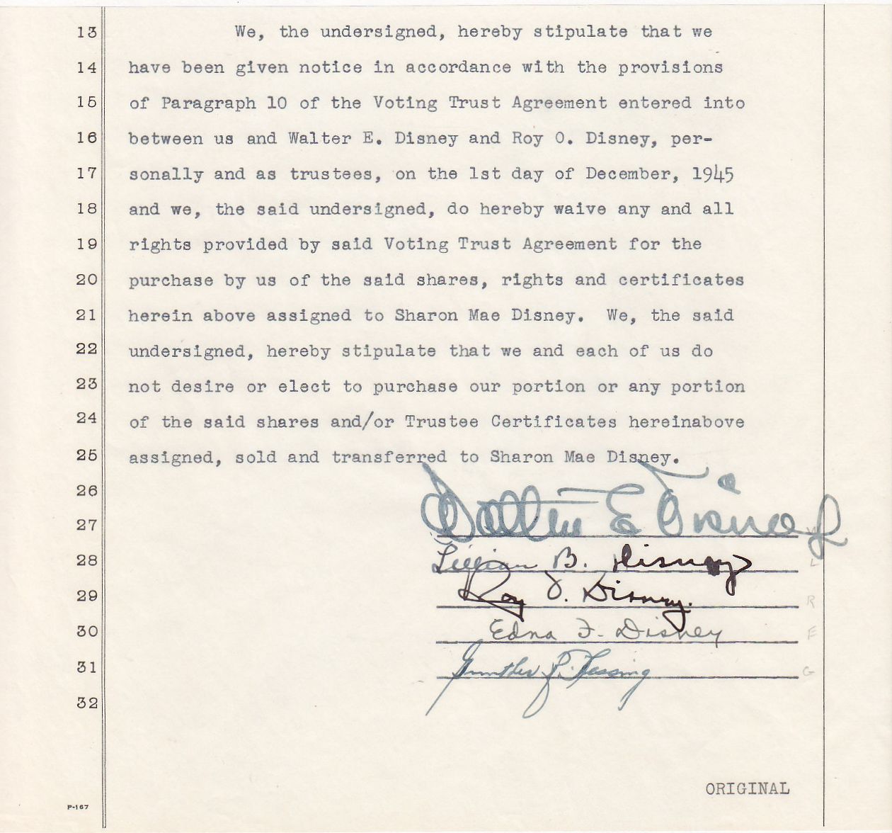 Walt Roy Lilly Edna Disney Autographs